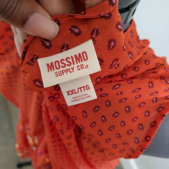 NEW Mossimo Women’s Fit & Flare Dress XXL Orange Floral Pull-On Sleeveless - Picture 6 of 7